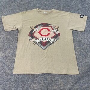 VTG Starter Cincinnati Reds Paisley T-Shirt MLB Tan/Beige Adult Large 1993